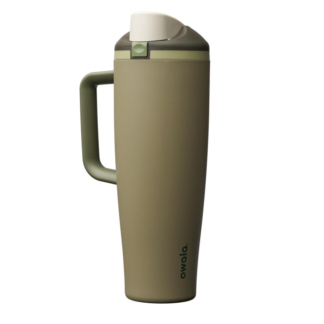 Owala FreeSip Tumbler Insulated Stainless Steel Water Bottle with Built-in Straw and Side Handle, For Travel, Work, School, and Sports, 40oz, BPA Free, Leak Proof, Iced Breeze