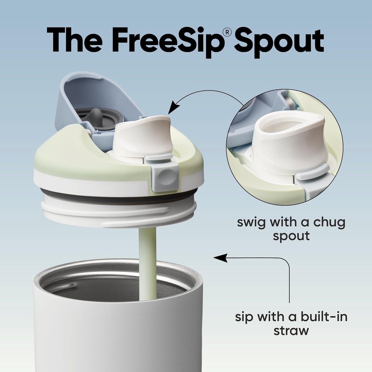 Owala FreeSip Tumbler Insulated Stainless Steel Water Bottle with Built-in Straw and Side Handle, For Travel, Work, School, and Sports, 40oz, BPA Free, Leak Proof, Iced Breeze