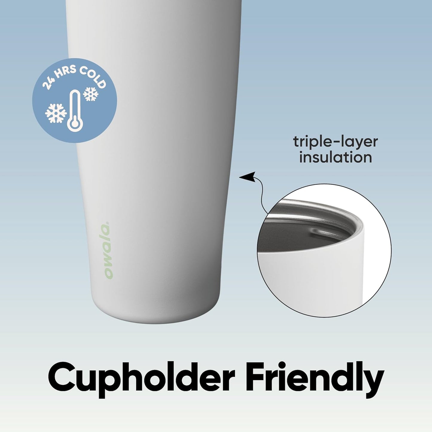 Owala FreeSip Tumbler Insulated Stainless Steel Water Bottle with Built-in Straw and Side Handle, For Travel, Work, School, and Sports, 40oz, BPA Free, Leak Proof, Iced Breeze