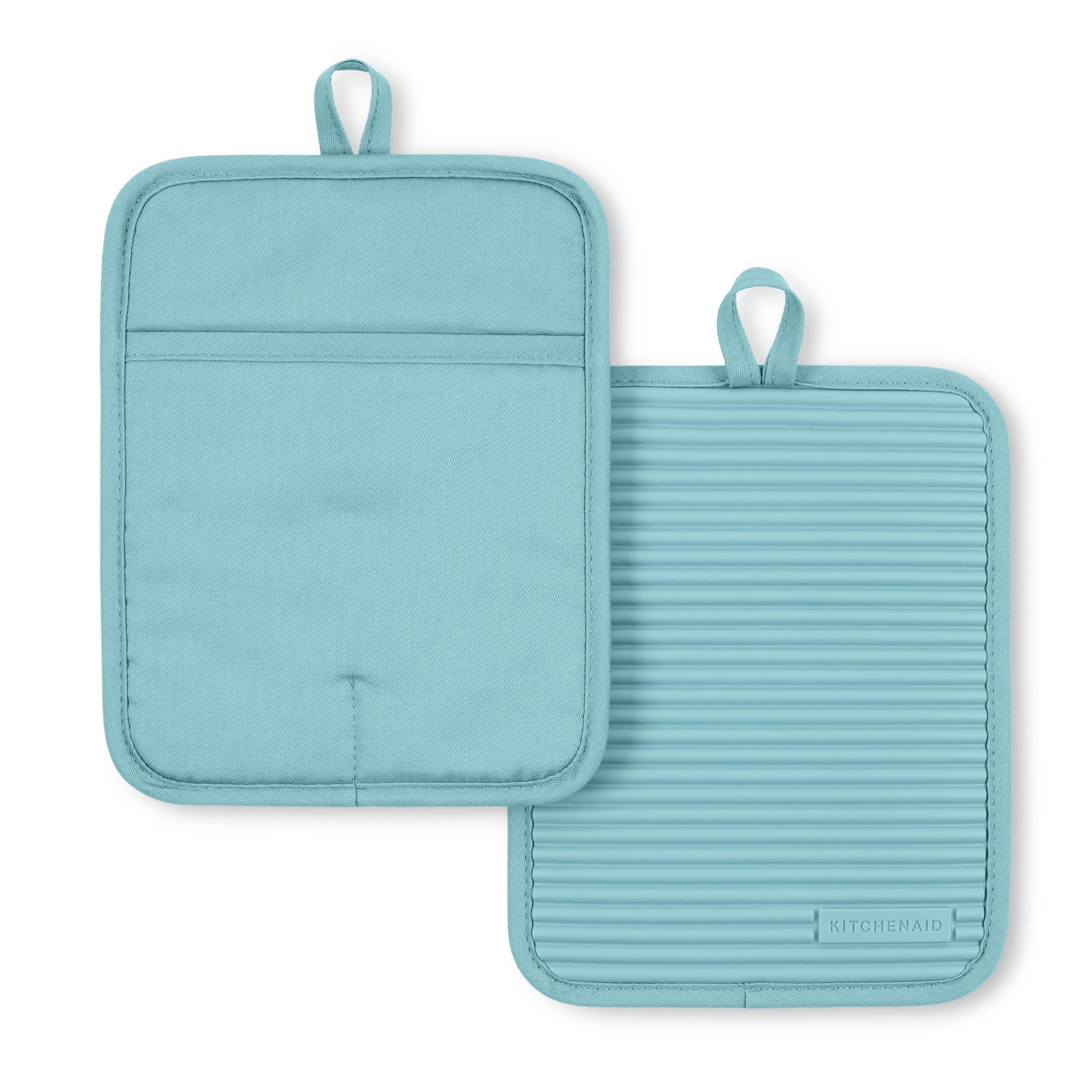 KitchenAid Ribbed Soft Silicone Pot Holder 2-Pack Set, Milkshake Tan, 7"x9"
