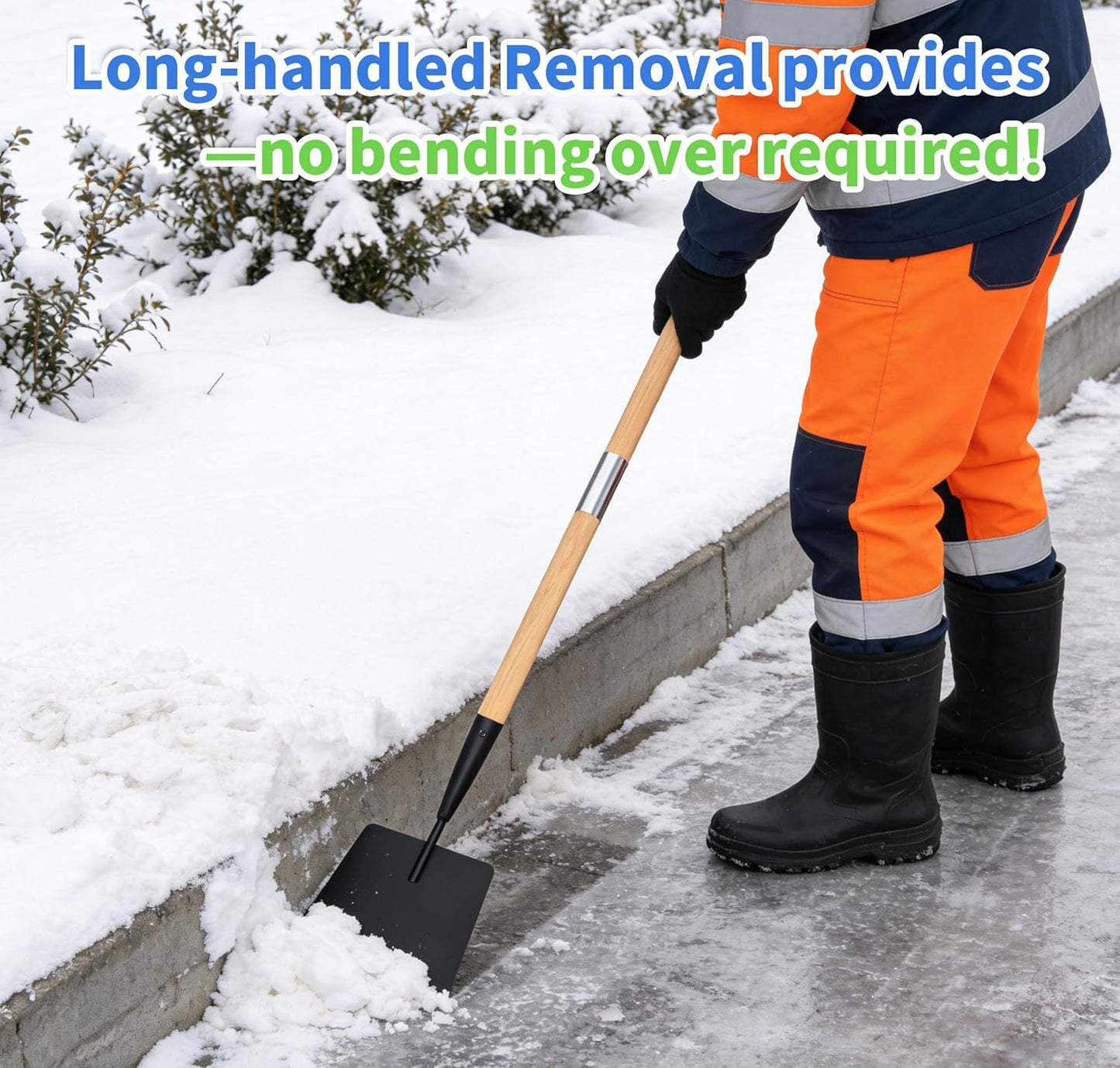 Wooden Handle Ice Scraper&Chopper for Driveway Sidewalk, Heavy Duty Ice Chipper, Ice Breaker Tool, Ice Shovel&Chisel&Spud, Floor Scraper for Ice Removal(56In)